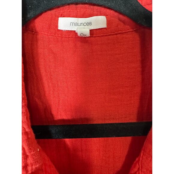 Maurices Women's Crepe Textured 100% Cotton Long Sleeve Button Down Top Size OX - Picture 2 of 4